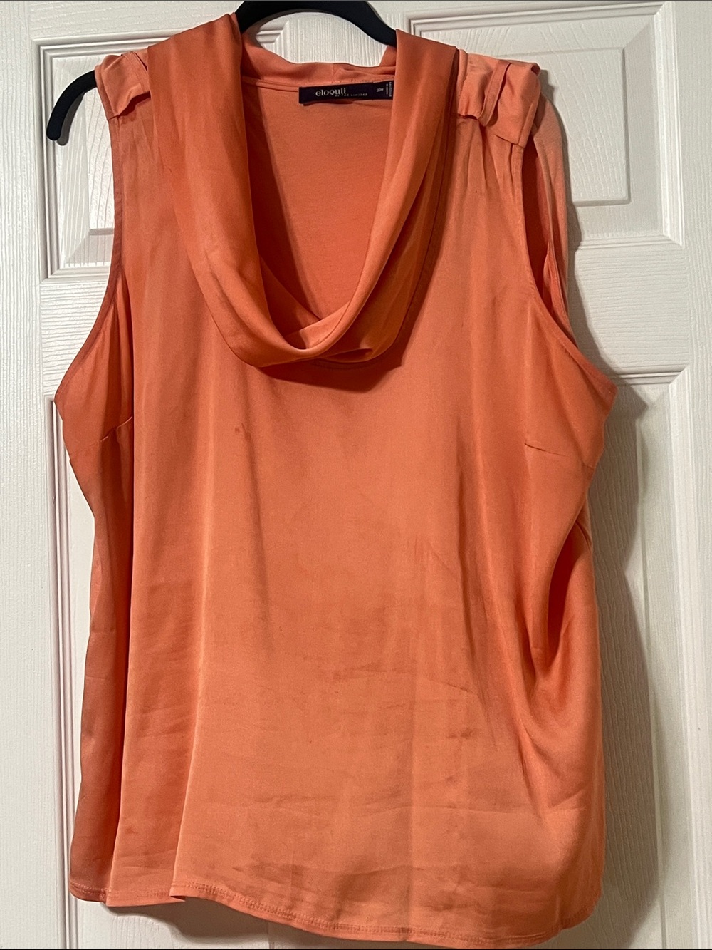 Eloquii Coral-Orange Sleeveless Cowl Neck Camisole
